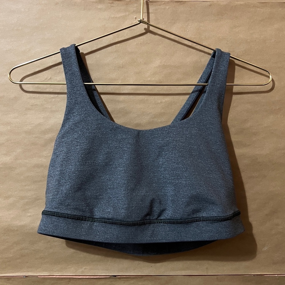 Lululemon | Energy Bra Strappy Sports Bra Scoop Neck Heathered Grey Size 8
